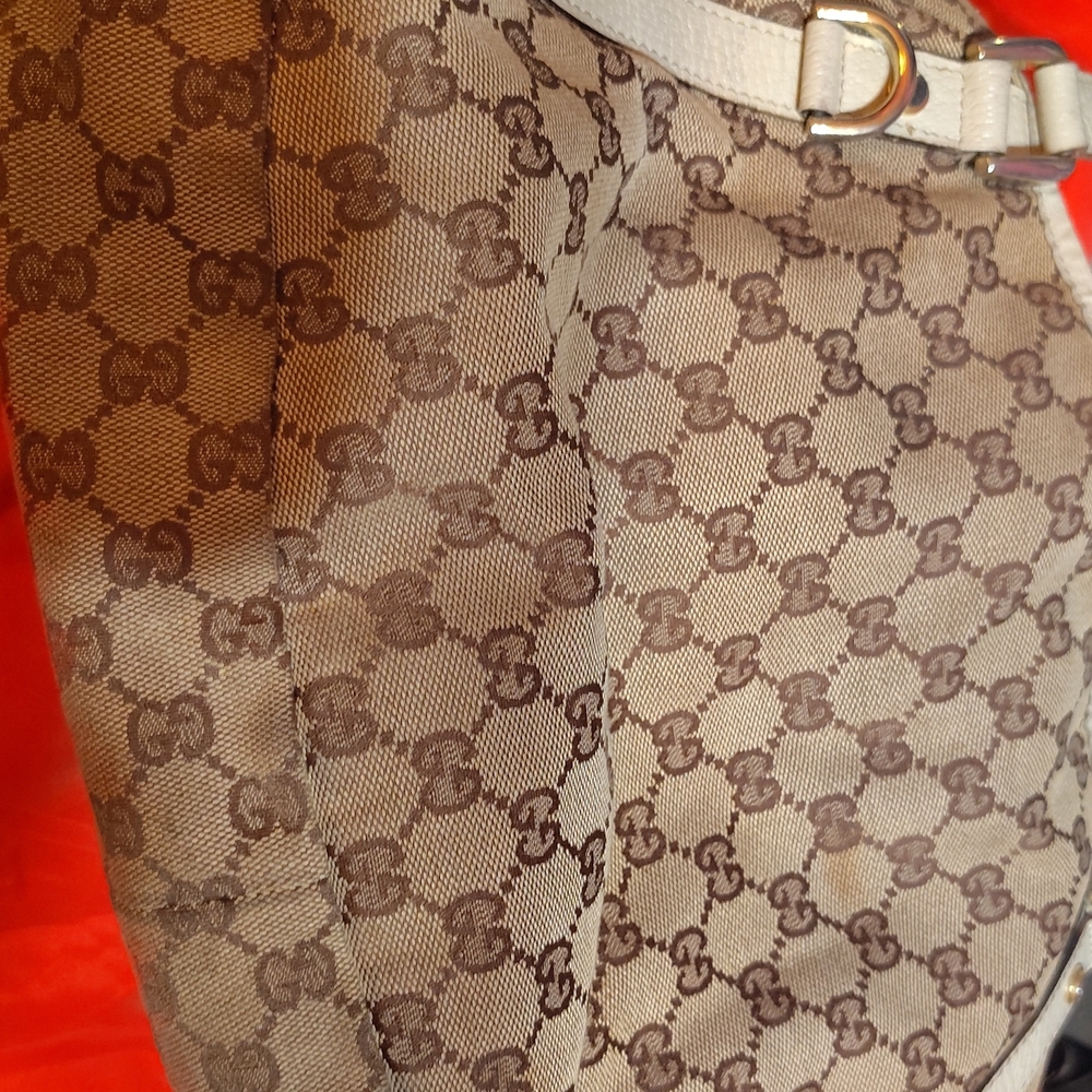Gucci Brown GG Canvas Tote with Cream Leather Trim - Picture 3 of 5